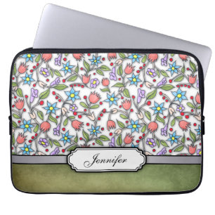 Girly Floral Pattern Laptop Sleeve