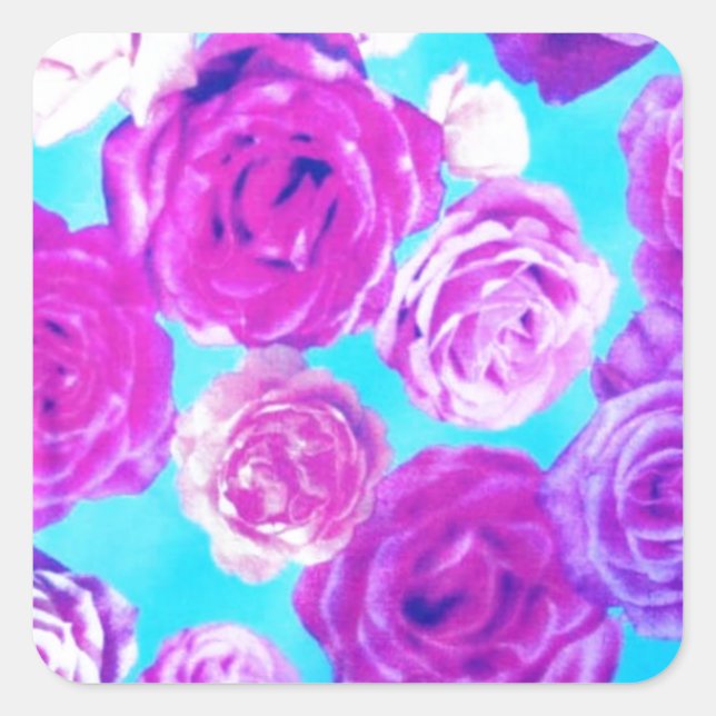 Girly Floral Square Sticker (Front)