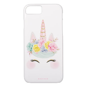 Girly Floral Unicorn Pink Gold Personalized Case-Mate iPhone Case