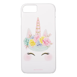 Girly Floral Unicorn Pink Gold Personalized Case-Mate iPhone Case