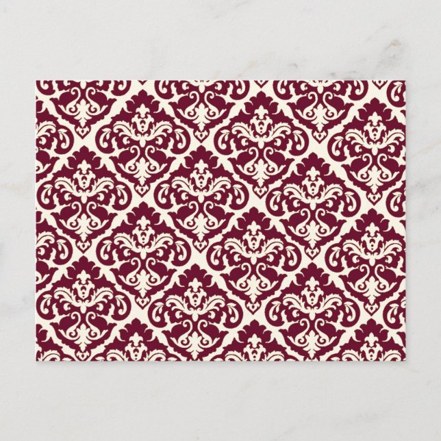 Girly French Damask Art Postcard (Front)