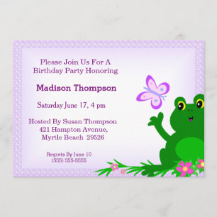 Girly Frog Birthday Party Invitation