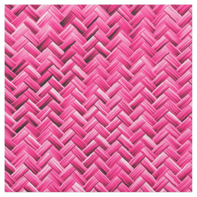 Girly Fuchsia Graphic Geometric Basket Weave Fabric (Close Up)
