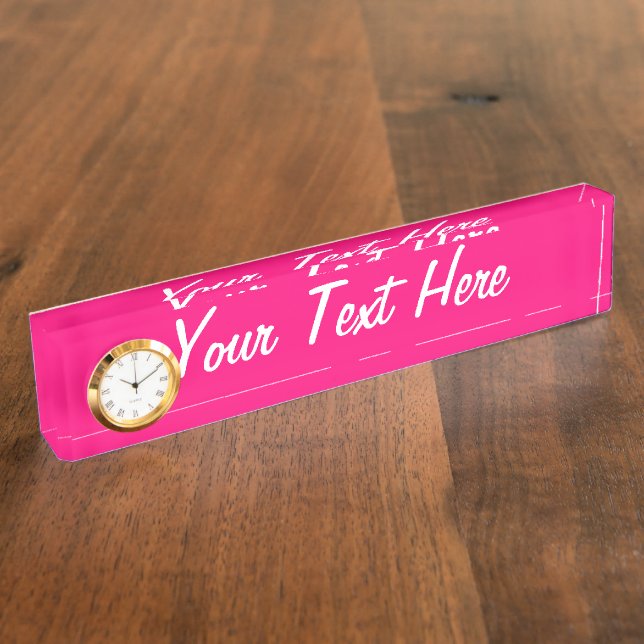 Girly Fuchsia Pink Custom Friendly Background Nameplate (Side)