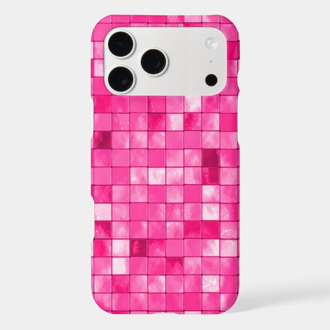 Girly Fuchsia/Pink Geometric Tile Pattern Elegant (Back)