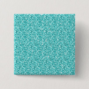 Girly, Fun Aqua Blue Glitter Printed 2 Inch Square Button