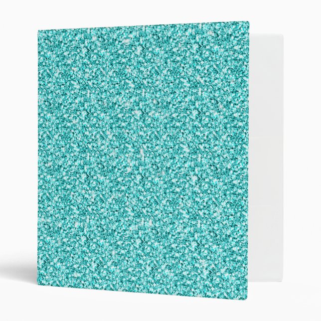Girly, Fun Aqua Blue Glitter Printed Binder (Front/Inside)