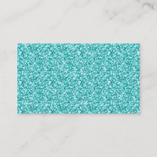 Girly, Fun Aqua Blue Glitter Printed Business Card