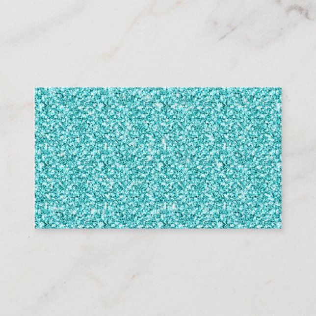 Girly, Fun Aqua Blue Glitter Printed Business Card (Front)