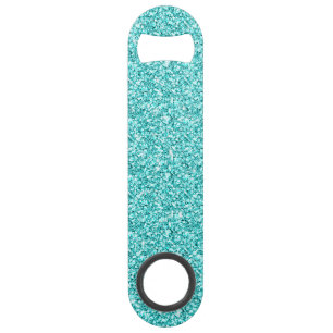 Girly, Fun Aqua Blue Glitter Printed Speed Bottle Opener