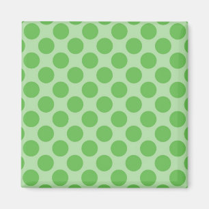 Girly Fun Cute Green Polka Dots Pattern on Green Magnet