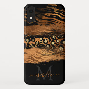 Girly Fun Modern Copper Glitter Script Monogrammed iPhone XR Case