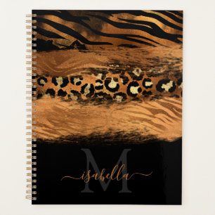 Girly Fun Modern Copper Glitter Script Monogrammed Planner