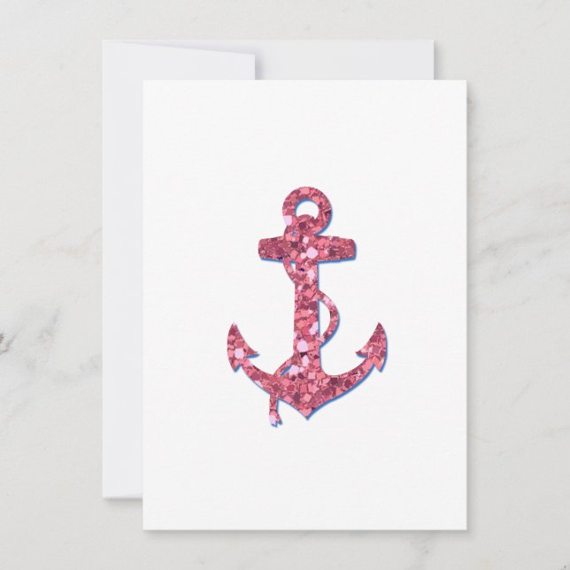 Girly, Fun, Pink Glitter Anchor Printed (Front)