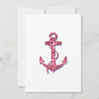 Girly, Fun, Pink Glitter Anchor Printed