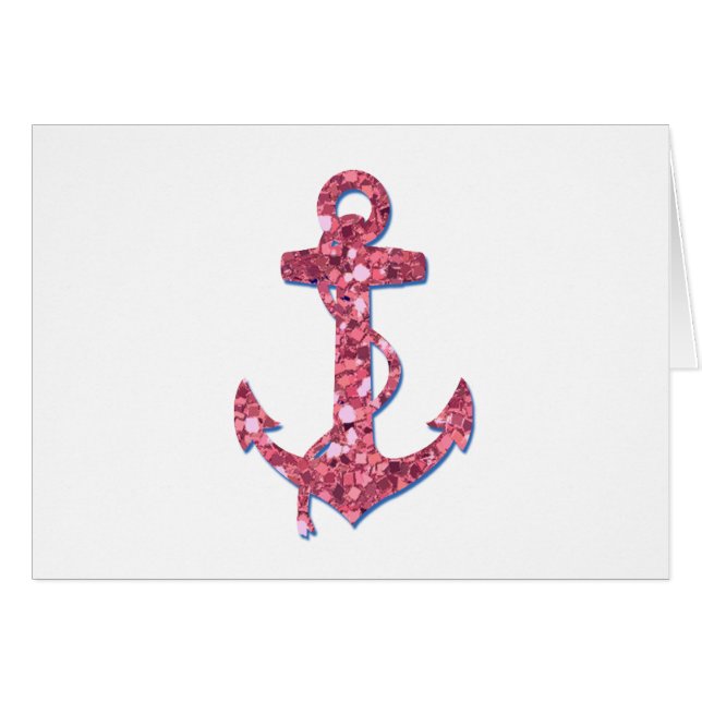 Girly, Fun, Pink Glitter Anchor Printed (Front Horizontal)