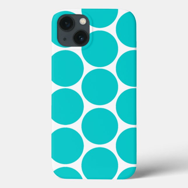 GIRLY FUN TEAL POLKA DOTS LARGE Case-Mate iPhone CASE (Back)