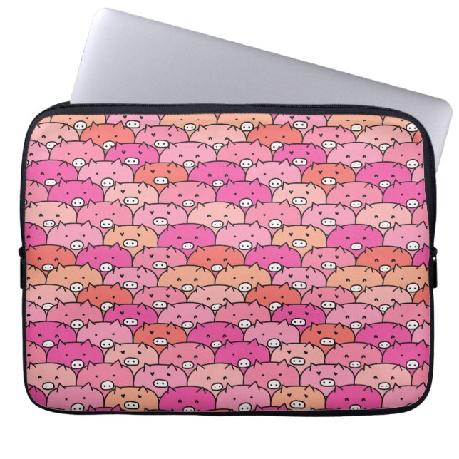 Girly Funny Pig Pattern Laptop Sleeve (Front)