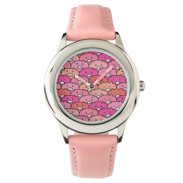 Girly Funny Pig Pattern Watch (Front)
