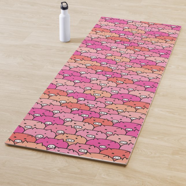 Girly Funny Pig Pattern Yoga Mat (In Situ)