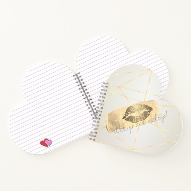 Girly Geometric,Gold Brush Stroke,Glittery Lips Notebook (Inside)