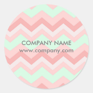 Girly Geometric Pattern pink and mint chevron Classic Round Sticker