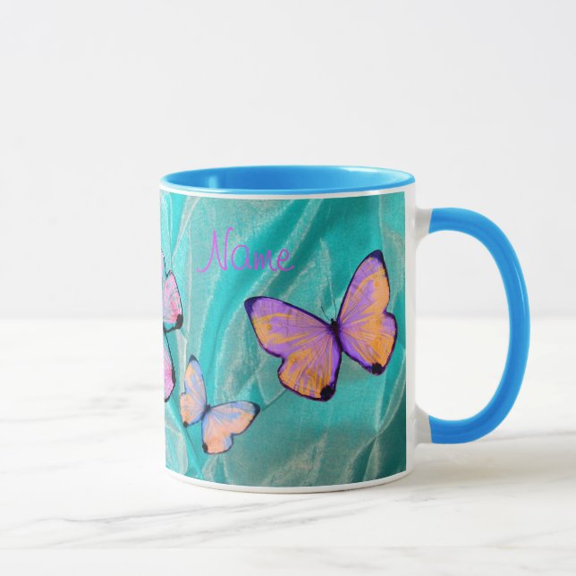 Girly Gift! Butterfly Mug, Add NAME! Mug (Right)