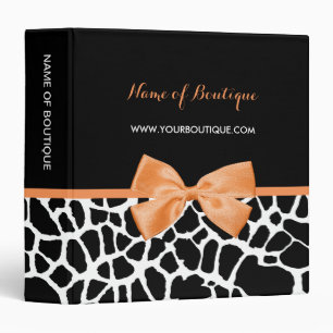 Girly Giraffe Print Orange Bow Fashion Boutique Binder