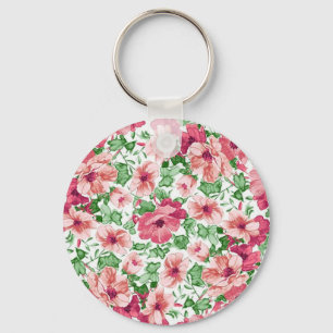 Girly girl sketchy floral pattern. keychain
