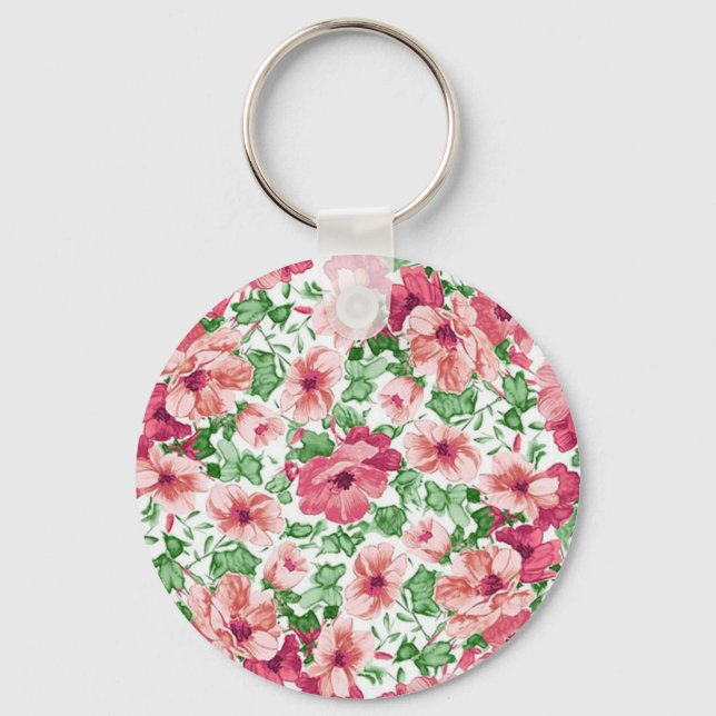 Girly girl sketchy floral pattern. keychain (Front)