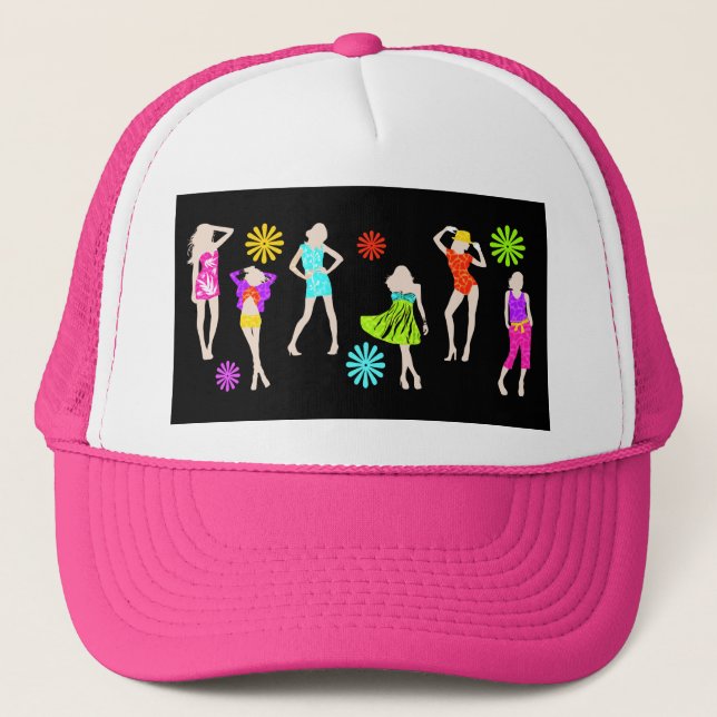 Girly girls fashion models trucker hat (Front)