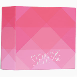 Girly Girly Pink Geometric Pattern Monogram Binder