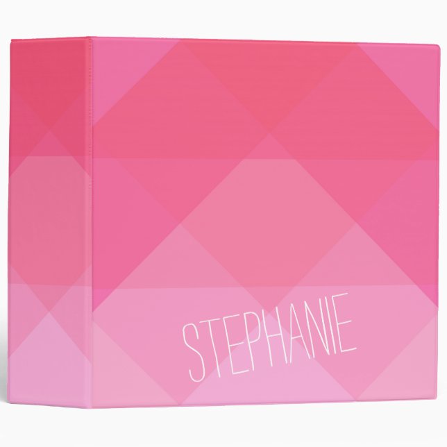 Girly Girly Pink Geometric Pattern Monogram Binder (Front/Spine)