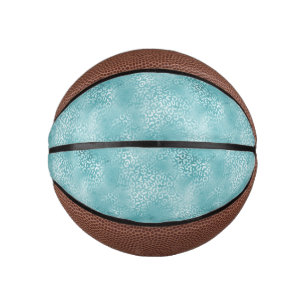 Girly Glam Aqua Leopard Print Mini Basketball