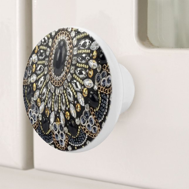 girly glam art deco black gold bohemian  ceramic knob (girly glam art deco black gold bohemian ceramic knob)