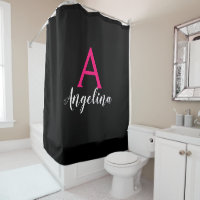 Girly & Glam Black, White, Hot Pink Monogram Name