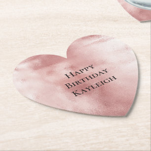 Girly Glam Blush Pink Birthday Paper Coaster
