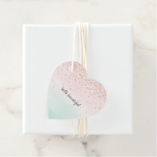 Girly Glam Blush Pink Mint Gold Sparkle Confetti Favour Tags