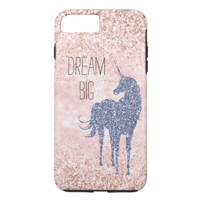 Girly Glam Blush Pink Purple Unicorn Glitter Case-Mate iPhone Case (Back)
