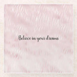 Girly Glam Blush Pink Zebra Print Glass Coaster
