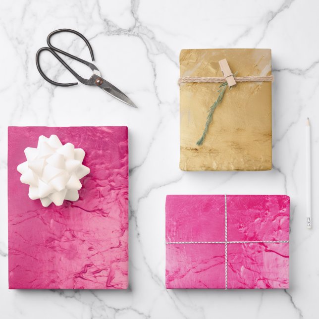 Girly Glam Chic Pink Birthday Wrapping Paper Sheet (Front)