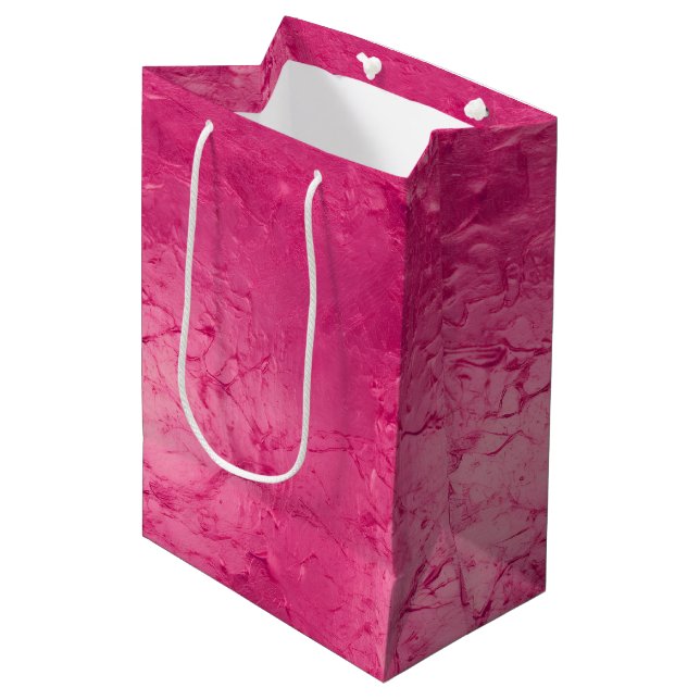 Girly Glam Chic Pink Paint Bridal Shower Medium Gift Bag (Front Angled)
