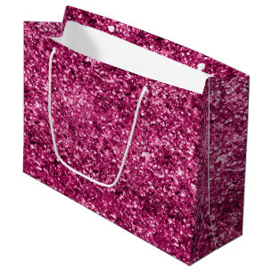 Girly Glam Fuchsia Pink Glitter Large Gift Bag
