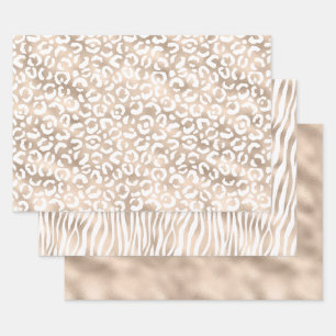 Girly Glam Gold Brown Animal Print Wrapping Paper Sheet