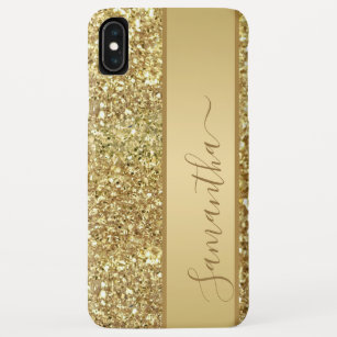 Girly Glam Gold Glitter Monogram Name Script Case-Mate iPhone Case
