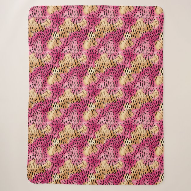 Girly Glam Gold Pink Leopard Sherpa Blanket (Front)
