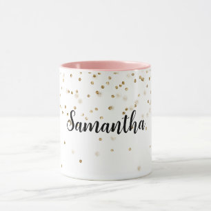 Girly Glam Gold Sparkle Confetti Personalized Mug