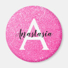 Girly Glam Hot Pink Glitter Sparkles Monogram Name