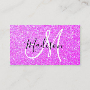 Girly & Glam Lilac Purple Glitter Sparkle Monogram Business Card