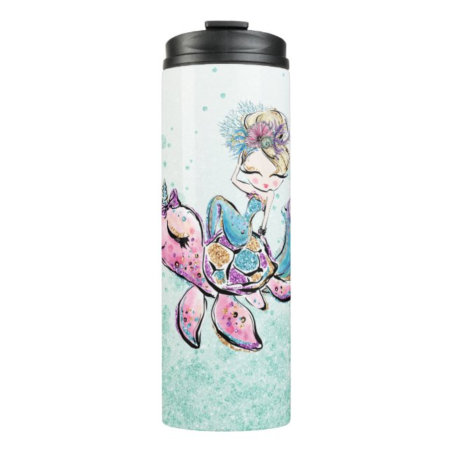 *~* Girly Glam Mermaid Glitter Sea Thermal Tumbler (Front)